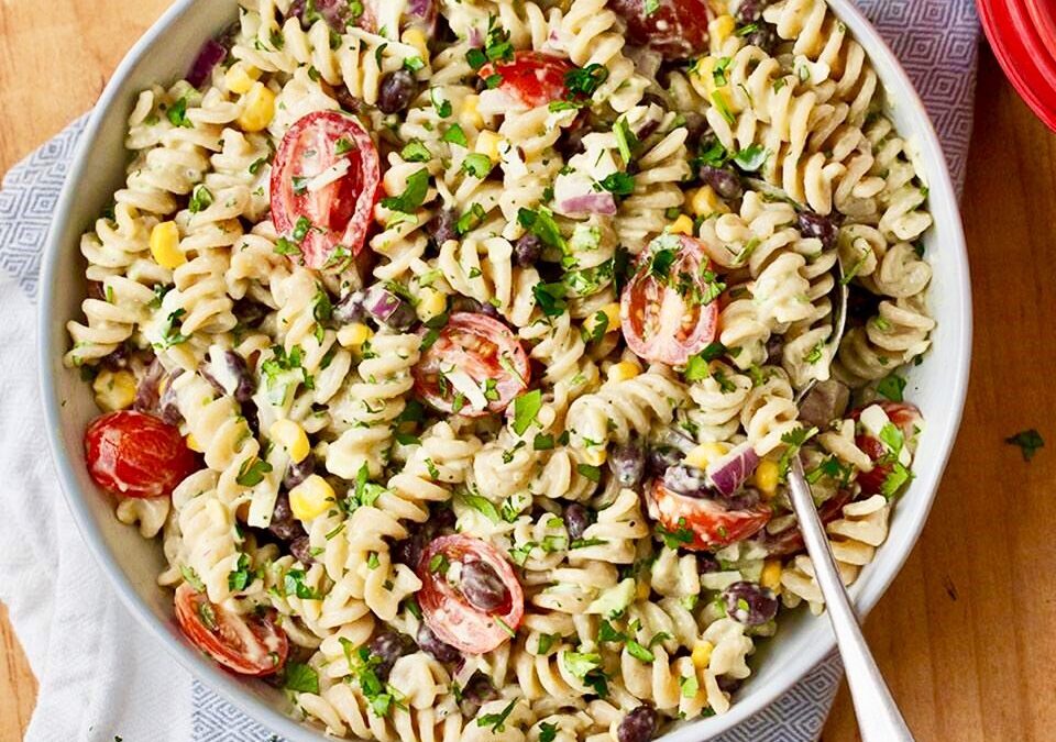 Mexican Pasta Salad with Creamy Avocado Dressing